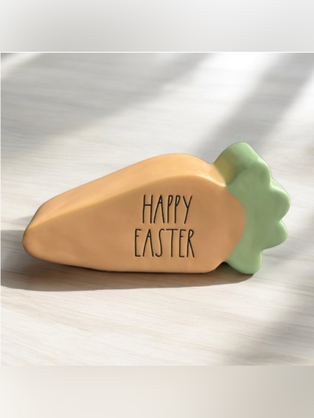 NEW Rae Dunn HAPPY EASTER Ceramic Carrot Tabletop Block Decor Spring Bunny